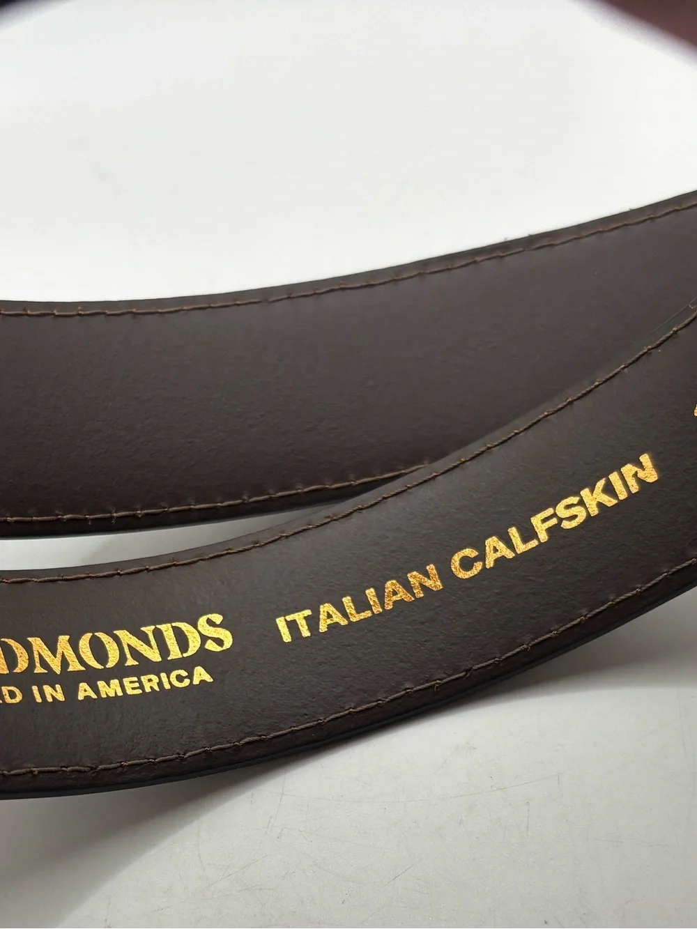 New Allen Edmonds Belt Genuine Leather Brown Size 46 USA Italian Calfskin